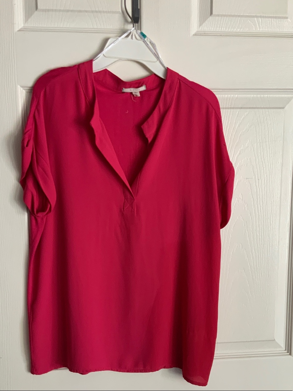 Pleione Fuchsia Split V-Neck Tunic Top